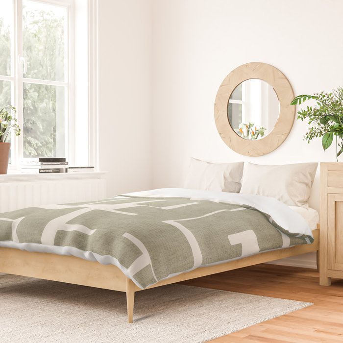 Neutral Olive Green Abstract Artwork  Duvet Cover Gallery Image 2