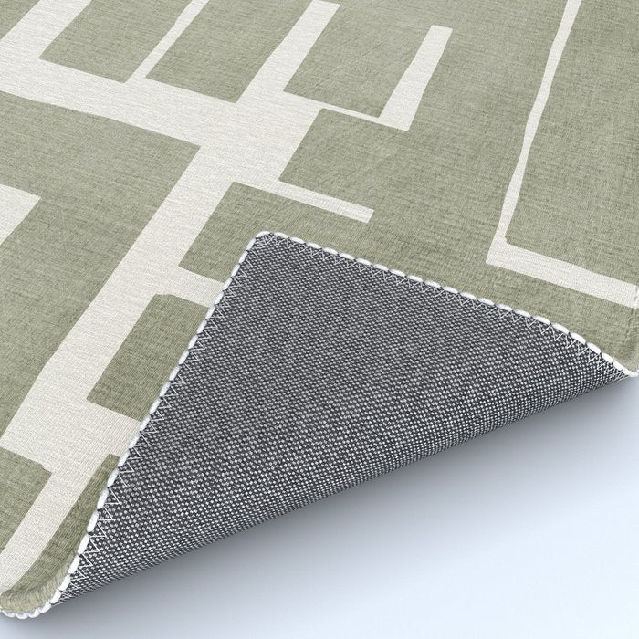 Neutral Olive Green Abstract Artwork  Rug Gallery Image 4