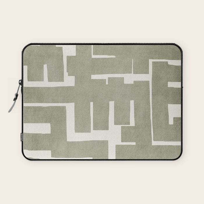 Neutral Olive Green Abstract Artwork  Laptop Sleeve Gallery Image 1