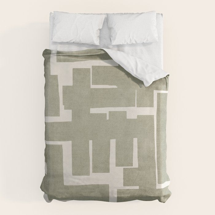 Neutral Olive Green Abstract Artwork  Duvet Cover Gallery Image 6