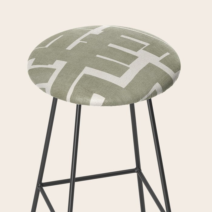 Neutral Olive Green Abstract Artwork  Stool Gallery Image 2