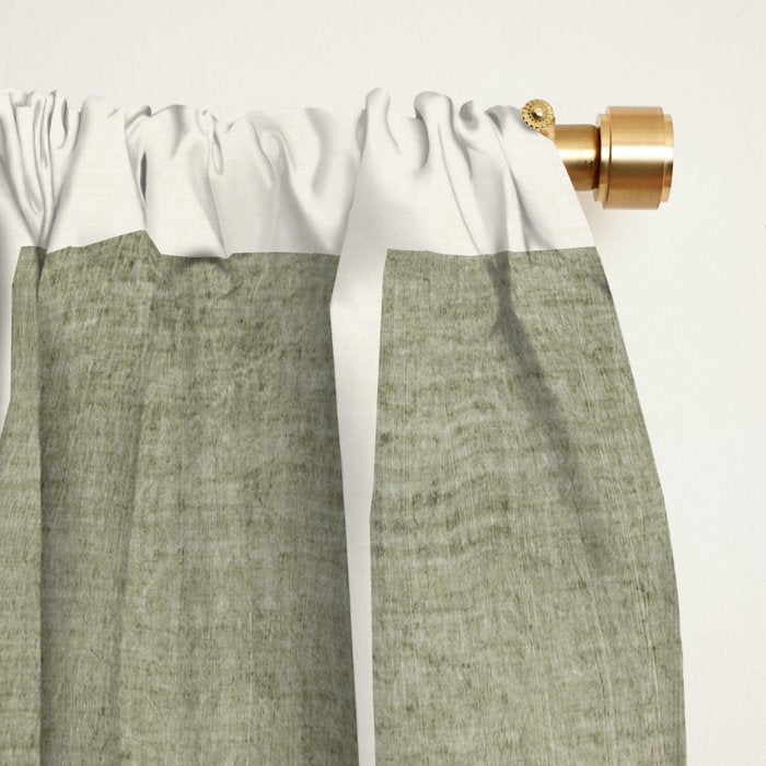 Neutral Olive Green Abstract Artwork  Window Curtain Gallery Image 2