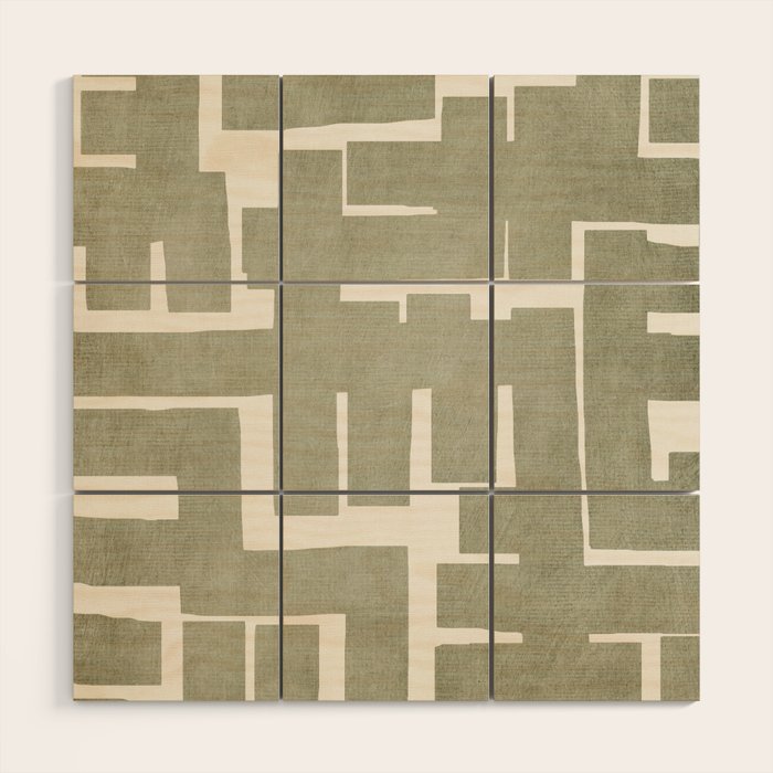 Neutral Olive Green Abstract Artwork  Wood Wall Art Gallery Image 1