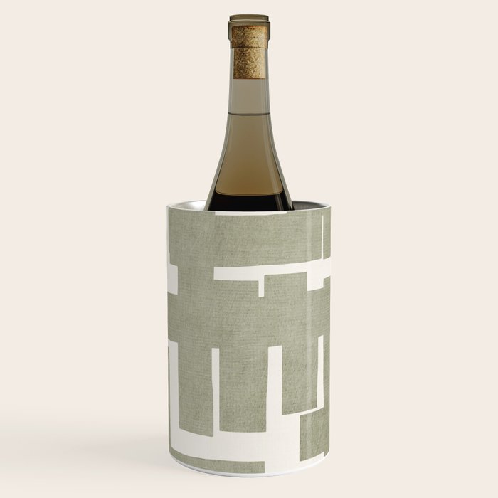 Neutral Olive Green Abstract Artwork  Wine Chiller Gallery Image 1