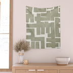 Neutral Olive Green Abstract Artwork  Wall Tapestry Gallery Image 2