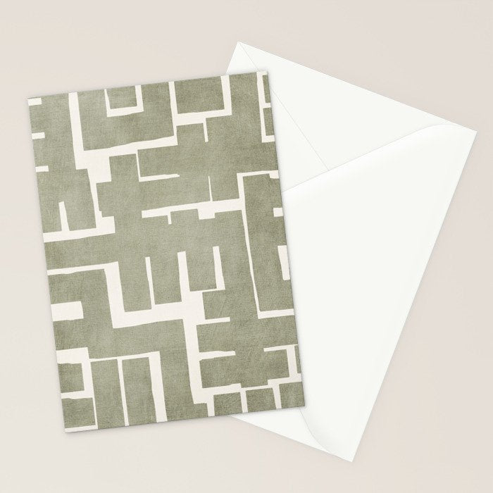 Neutral Olive Green Abstract Artwork  Stationery Card Gallery Image 2