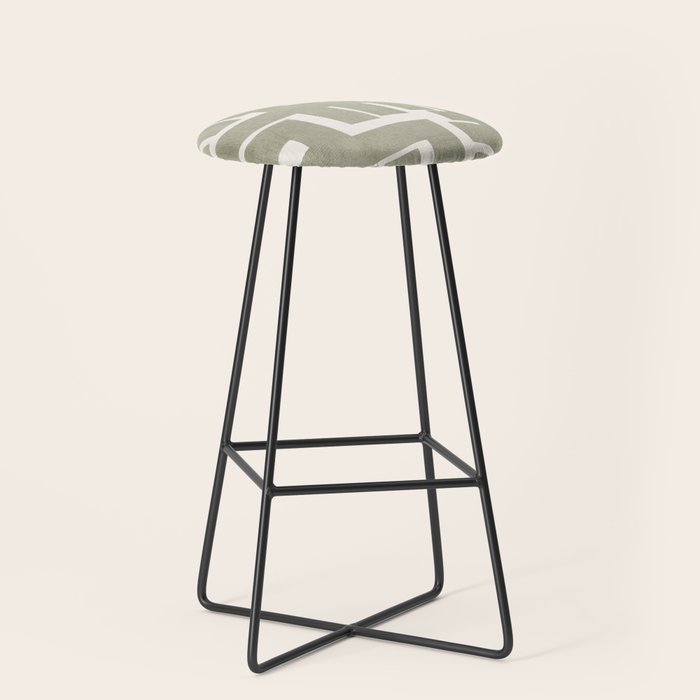 Neutral Olive Green Abstract Artwork  Stool Gallery Image 1