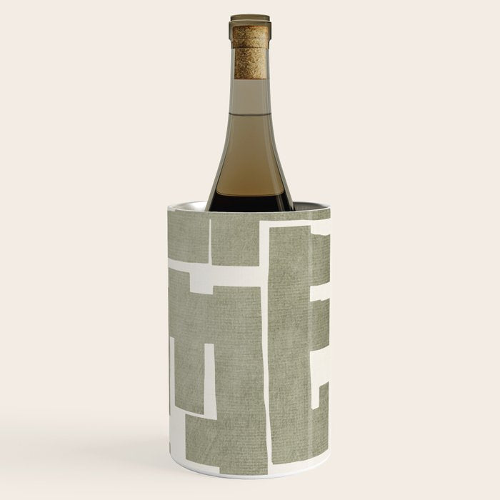 Neutral Olive Green Abstract Artwork  Wine Chiller Gallery Image 3