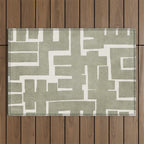 Neutral Olive Green Abstract Artwork  Outdoor Rug Gallery Image 1