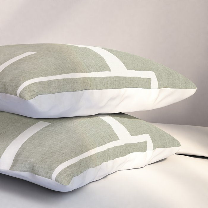 Neutral Olive Green Abstract Artwork  Pillow Sham Gallery Image 3