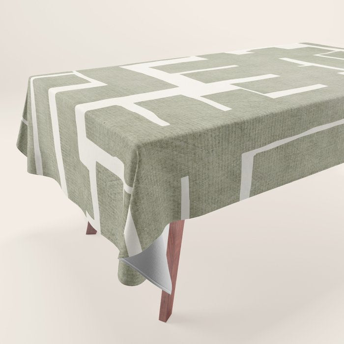 Neutral Olive Green Abstract Artwork  Tablecloth