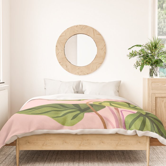 Upstart Pink and Green Houseplant Duvet Cover Gallery Image 3