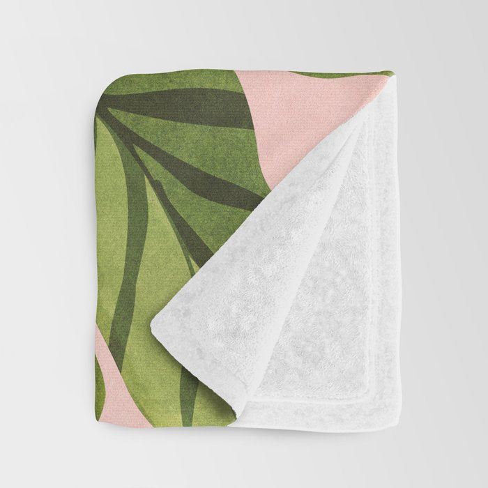 Upstart Pink and Green Houseplant Throw Blanket Gallery Image 3