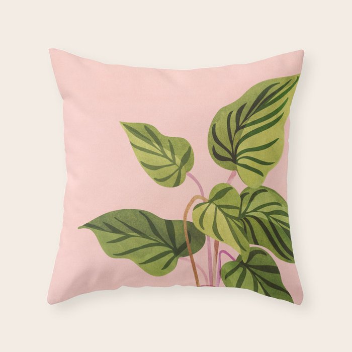Upstart Pink and Green Houseplant Throw Pillow Gallery Image 6