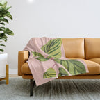 Upstart Pink and Green Houseplant Throw Blanket Gallery Image 1
