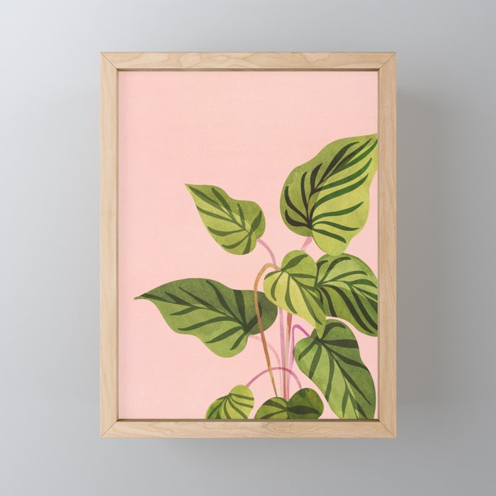 Upstart Pink and Green Houseplant Mini Art Print Gallery Image 1