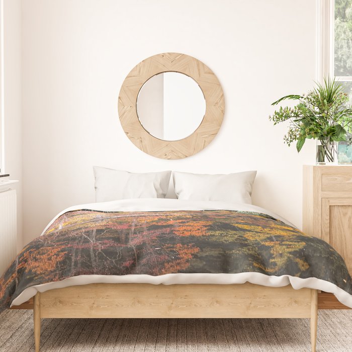 Autumn Reflections, Woodland Lake in Fall Forest Duvet Cover Gallery Image 3