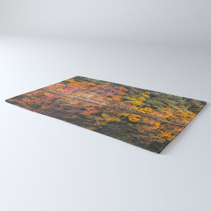 Autumn Reflections, Woodland Lake in Fall Forest Rug Gallery Image 3