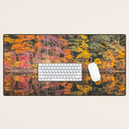 Autumn Reflections, Woodland Lake in Fall Forest Desk Mat Gallery Image 1