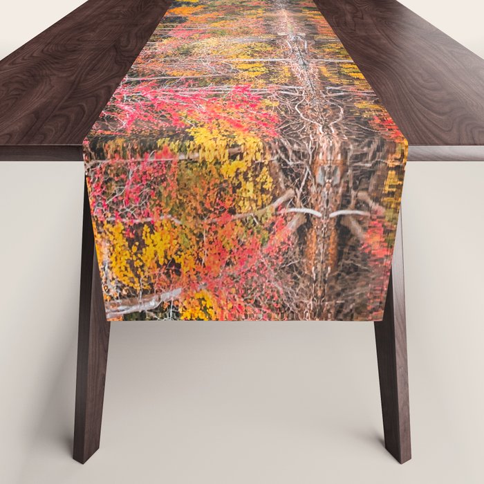 Autumn Reflections, Woodland Lake in Fall Forest Table Runner Gallery Image 1
