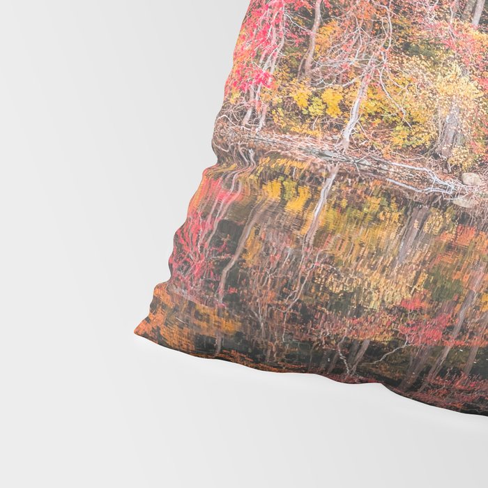 Autumn Reflections, Woodland Lake in Fall Forest Pillow Sham Gallery Image 4