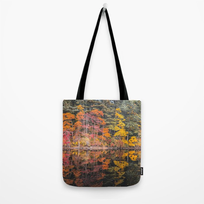 Autumn Reflections, Woodland Lake in Fall Forest Tote Bag Gallery Image 2