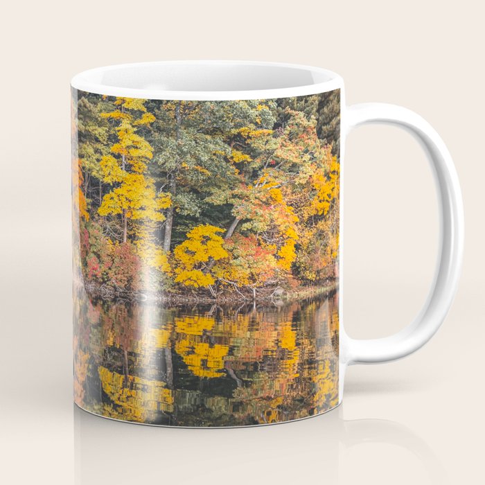Autumn Reflections, Woodland Lake in Fall Forest Coffee Mug