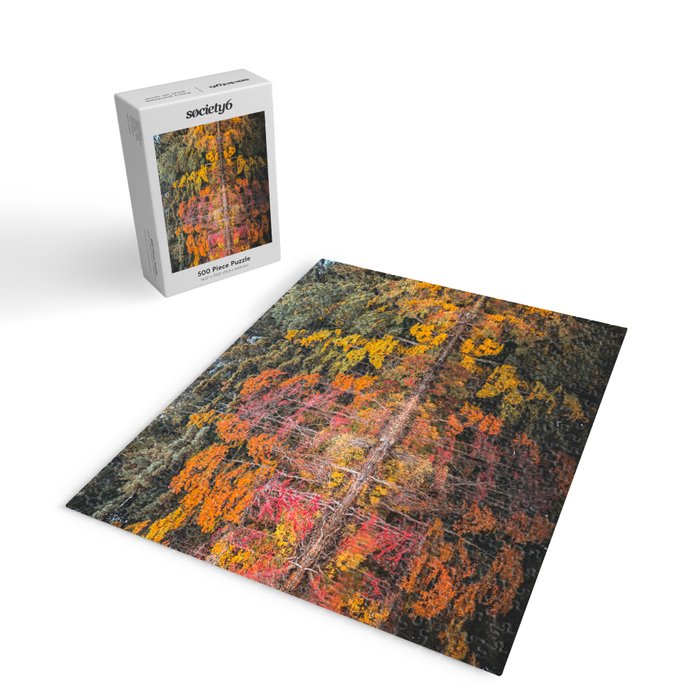 Autumn Reflections, Woodland Lake in Fall Forest Jigsaw Puzzle Gallery Image 2