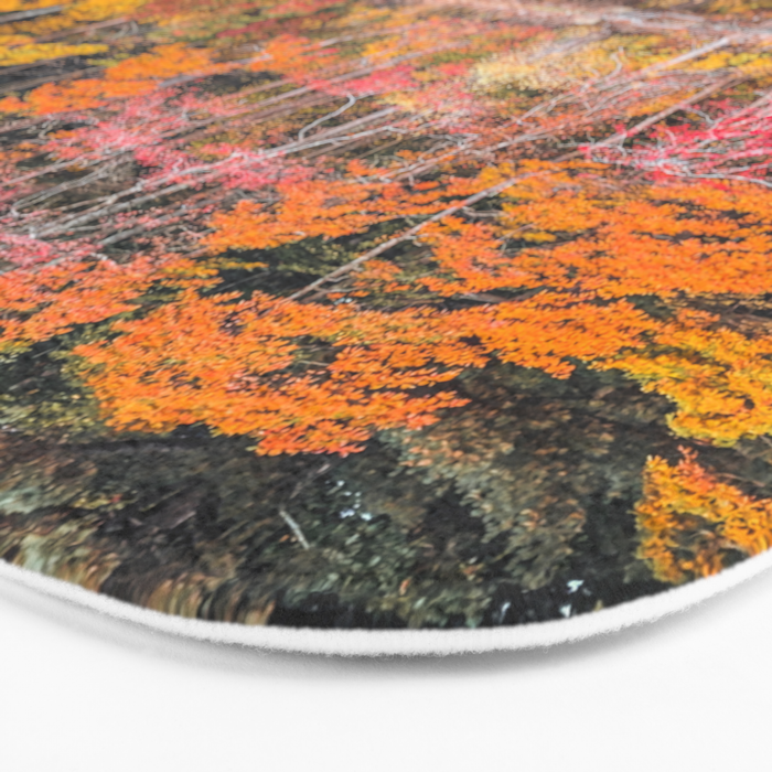 Autumn Reflections, Woodland Lake in Fall Forest Bath Mat Gallery Image 3