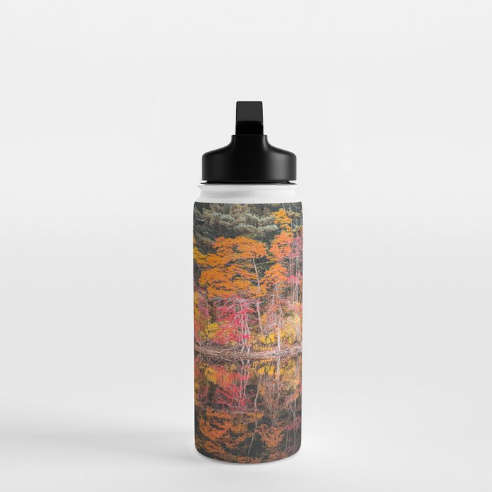 Autumn Reflections, Woodland Lake in Fall Forest Water Bottle Gallery Image 3