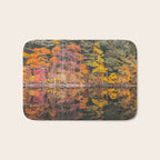 Autumn Reflections, Woodland Lake in Fall Forest Bath Mat Gallery Image 1