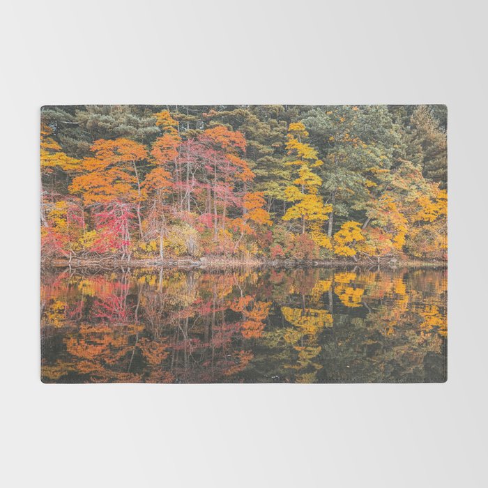Autumn Reflections, Woodland Lake in Fall Forest Rug Gallery Image 2