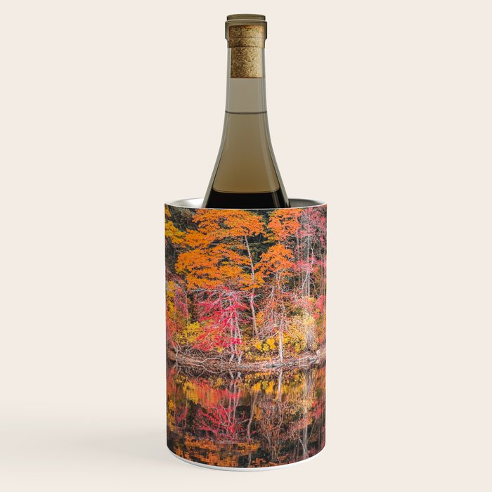 Autumn Reflections, Woodland Lake in Fall Forest Wine Chiller Gallery Image 2