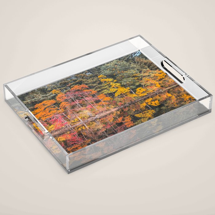 Autumn Reflections, Woodland Lake in Fall Forest Acrylic Tray Gallery Image 1