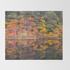 Autumn Reflections, Woodland Lake in Fall Forest Throw Blanket Gallery Image 2