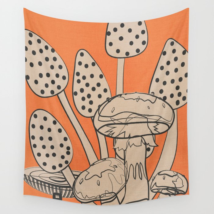 Abstract Mushrooms 2 Wall Tapestry Gallery Image 1