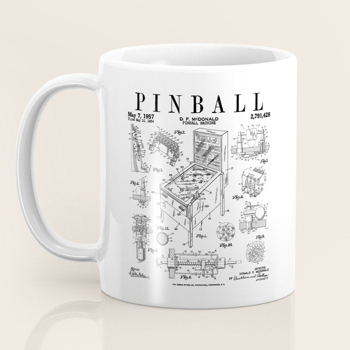 Pinball Arcade Gaming Machine Vintage Gamer Patent Print Coffee Mug Gallery Image 3