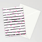Blush pink black watercolor modern stripes polka dots Stationery Card Gallery Image 2