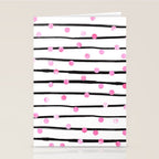 Blush pink black watercolor modern stripes polka dots Stationery Card Gallery Image 2