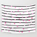 Blush pink black watercolor modern stripes polka dots Wall Tapestry Gallery Image 4