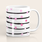 Blush pink black watercolor modern stripes polka dots Coffee Mug Gallery Image 1