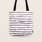 Blush pink black watercolor modern stripes polka dots Tote Bag Gallery Image 1