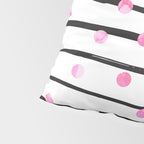 Blush pink black watercolor modern stripes polka dots Pillow Sham Gallery Image 4