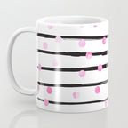Blush pink black watercolor modern stripes polka dots Coffee Mug Gallery Image 3