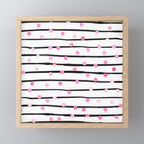 Blush pink black watercolor modern stripes polka dots Mini Art Print Gallery Image 1