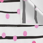 Blush pink black watercolor modern stripes polka dots Wall Tapestry Gallery Image 3