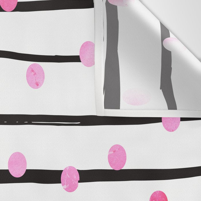 Blush pink black watercolor modern stripes polka dots Wall Tapestry Gallery Image 3