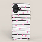 Blush pink black watercolor modern stripes polka dots iPhone Case Gallery Image 1