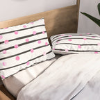 Blush pink black watercolor modern stripes polka dots Pillow Sham Gallery Image 2
