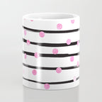 Blush pink black watercolor modern stripes polka dots Coffee Mug Gallery Image 4